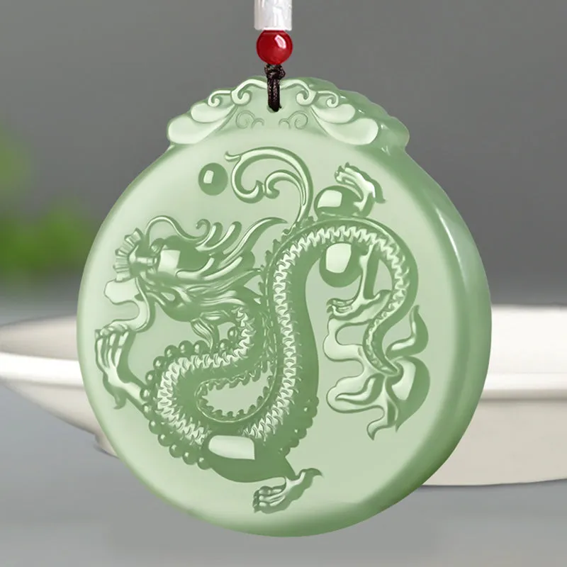 Chinese Zodiac Dragon Jade Luck Necklace Pendant from Luck Muse Shop