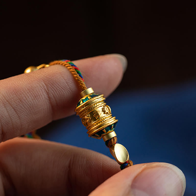 Handmade Tibetan Om Mani Padme Hum Prayer Wheel Bracelet for Protection and Strength - Image 9