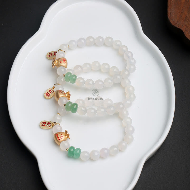 Luck Muse Natural Agate Money Bag Bracelet - Image 4