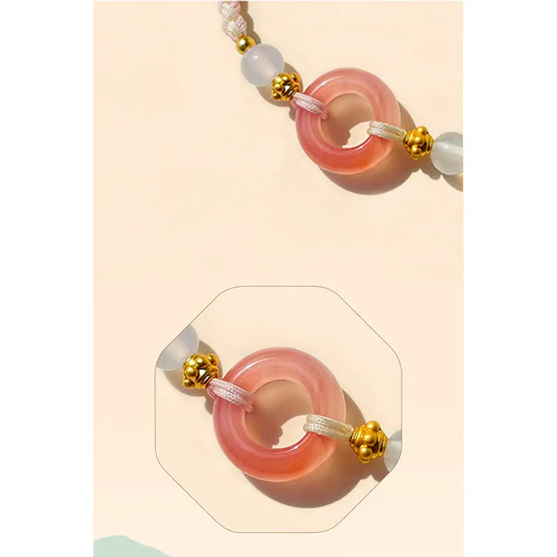 Luck Muse Peace and Joy Agate Bracelet with Auspicious Handmade Braided Buckle - Image 8