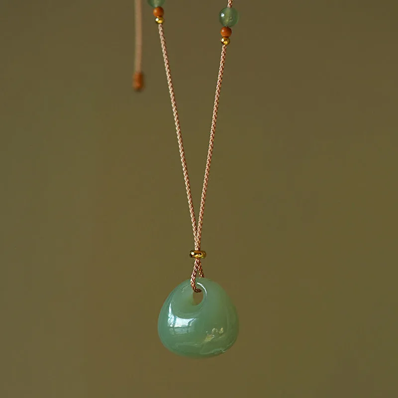 Luck Muse Natural Jade Luck & Prosperity Necklace Pendant - Assorted Colors