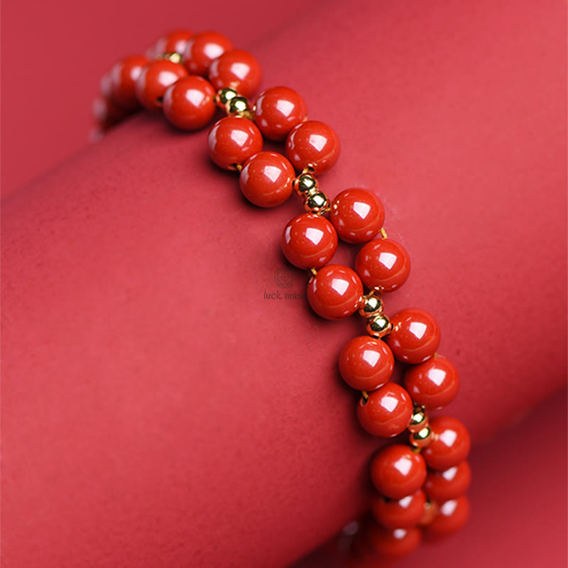 Blessed Luck Muse Cinnabar Beaded Bracelet - Image 11