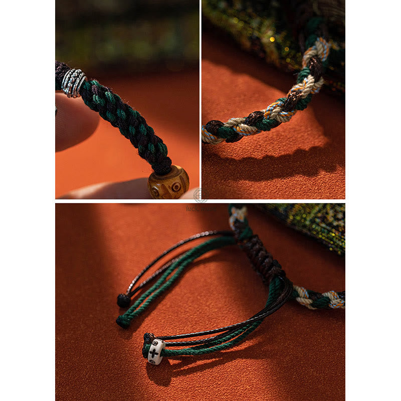 Tibetan Dzi Bead Agate and Yak Bone Wealth Bracelet - Image 10