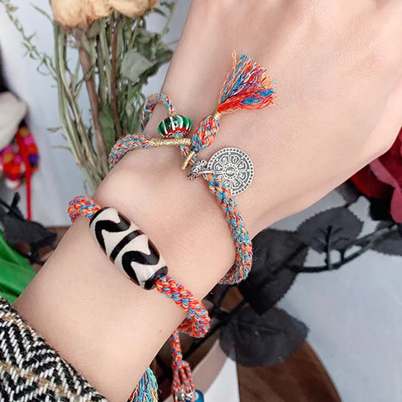 Tibetan 925 Sterling Silver Om Mani Padme Hum Handmade Dzi Bead Protection Bracelet - Image 8