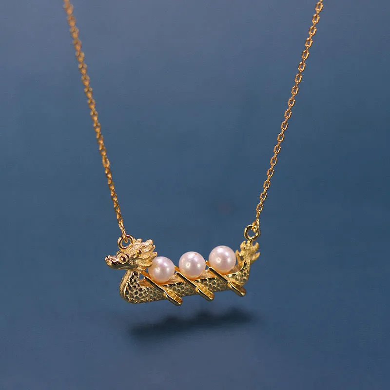 Dragon Pattern Healing Bead Necklace featuring Luck Muse and Pearl - Image 2