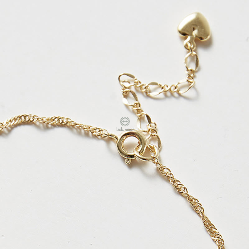Luck Muse 14K Gold Plated Hetian Jade Rose Flower Luck Chain Bracelet - Image 6