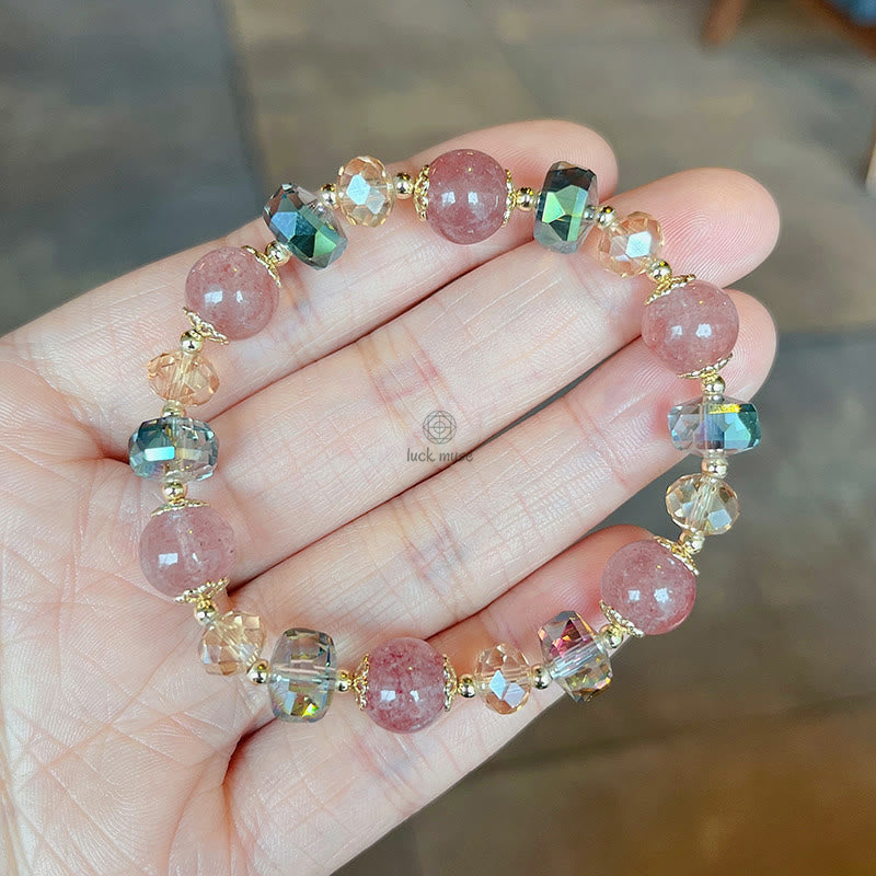 Natural Strawberry Quartz Crystal Bracelet - Image 9
