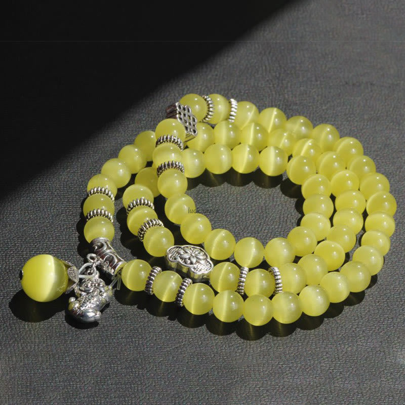 Luck Muse Cat's Eye Pixiu Triple Wrap Bracelet - Energizing Support - Image 17