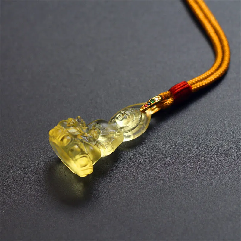 Blue Tathagata Buddha Liuli Crystal Amulet Necklace - Serenity Pendant - Image 24