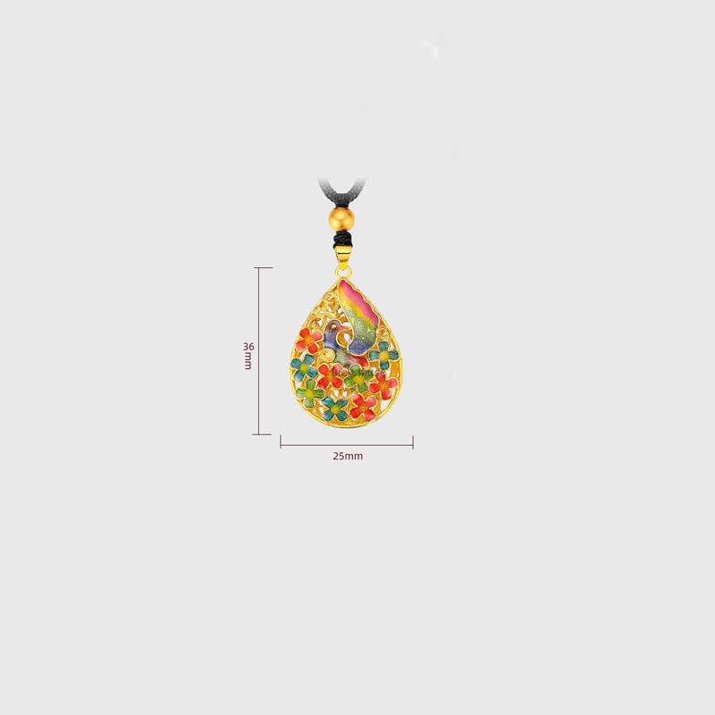 Colorful Phoenix Flower Luck Strength Necklace Pendant crafted with Luck Muse - Image 7