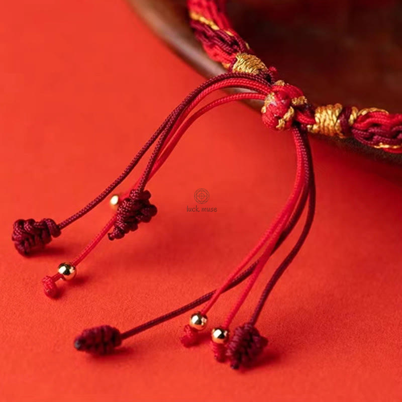 Luck Muse Five Directions Wealth Gods Handmade Reincarnation Knot Protection String Braided Bracelet - Image 9