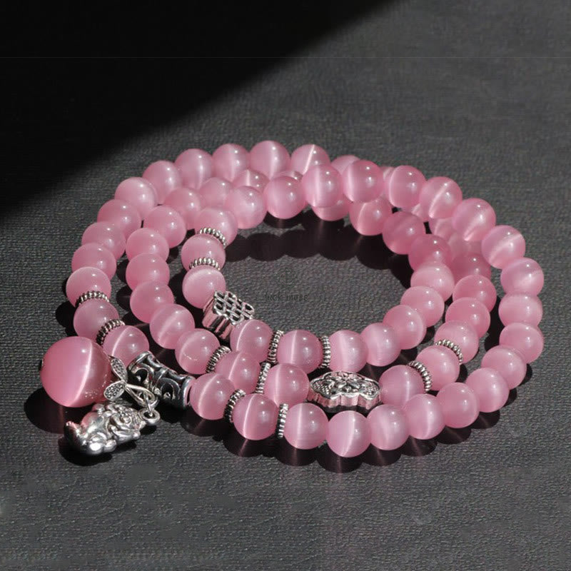 Luck Muse Cat's Eye Pixiu Triple Wrap Bracelet - Energizing Support - Image 28