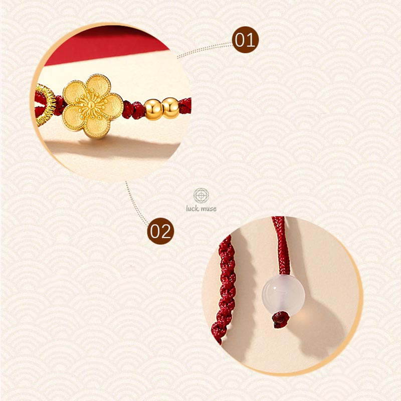 Handmade 925 Sterling Silver Sakura Chalcedony Luck Bracelet with Cherry Blossom Accents - Image 7