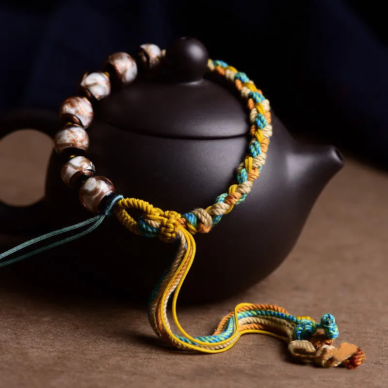 Multicolored Liuli Glass Bead Fortune Braided Bracelet crafted with Luck Muse - Image 2
