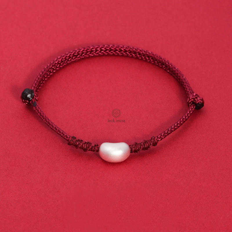 Luck Muse 999 Sterling Silver Luck Connection Bracelet with Handmade Braided Bean Design - Image 9