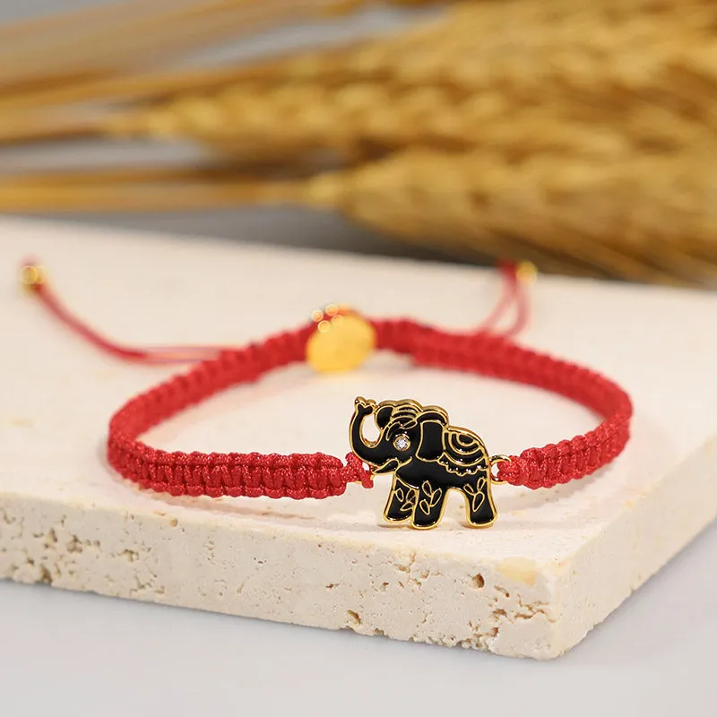 Tibetan Red String Elephant Bracelet with Handmade Wisdom for a Bright Future - Image 3