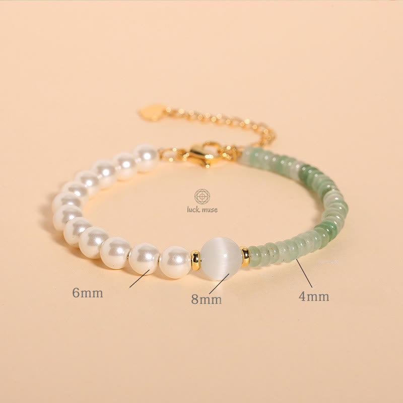 Natural Green Strawberry Quartz Tiger Eye Sodalite White Jade Pearl Gratitude Bracelet - Image 3