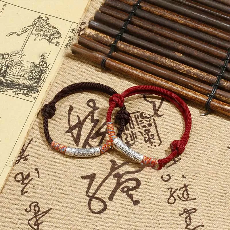 Luck Muse Sterling Silver Om Mani Padme Hum Protection Bracelet - Image 11