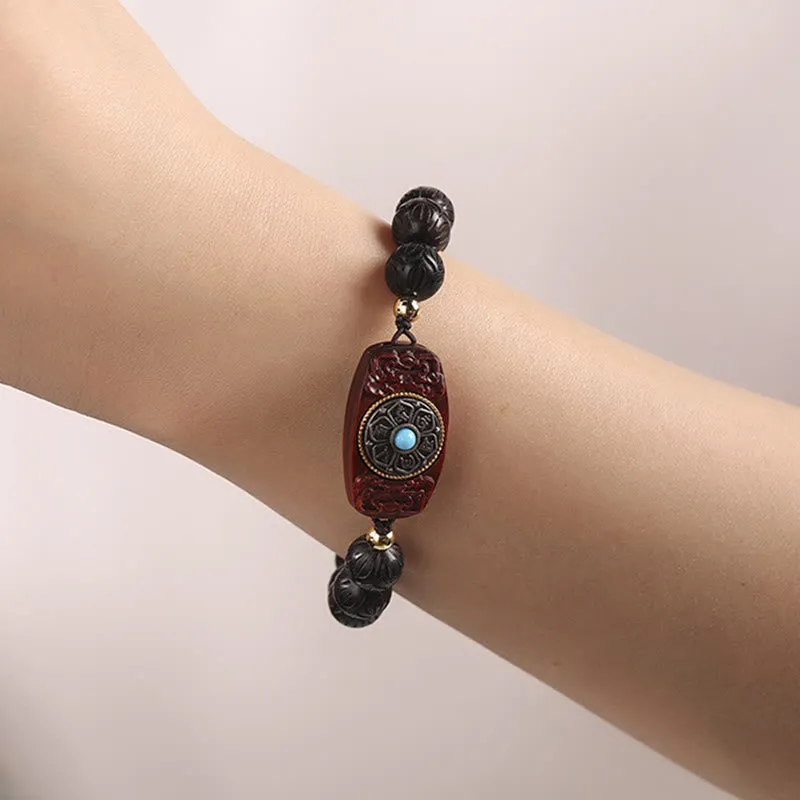 Green Sandalwood and Ebony Wood Luck Muse Om Mani Padme Hum Bracelet - Image 17