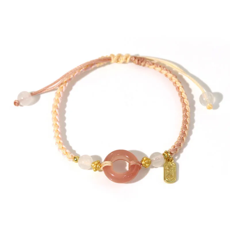 Luck Muse Peace and Joy Agate Bracelet with Auspicious Handmade Braided Buckle - Image 9