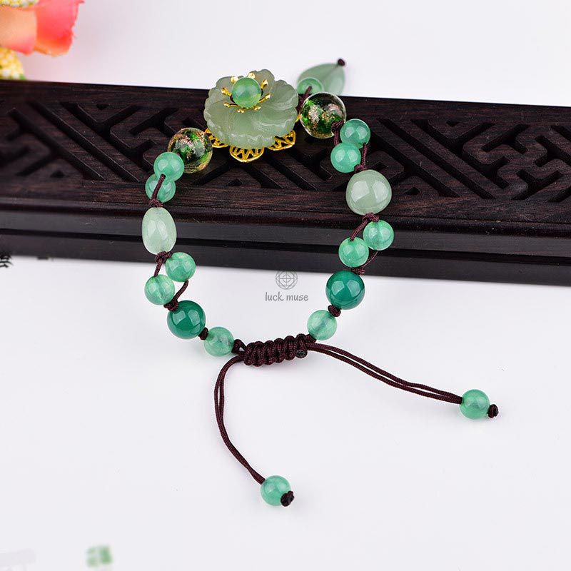 Natural Green Jade Green Aventurine Luck Dangling Flower Bracelet - Image 10