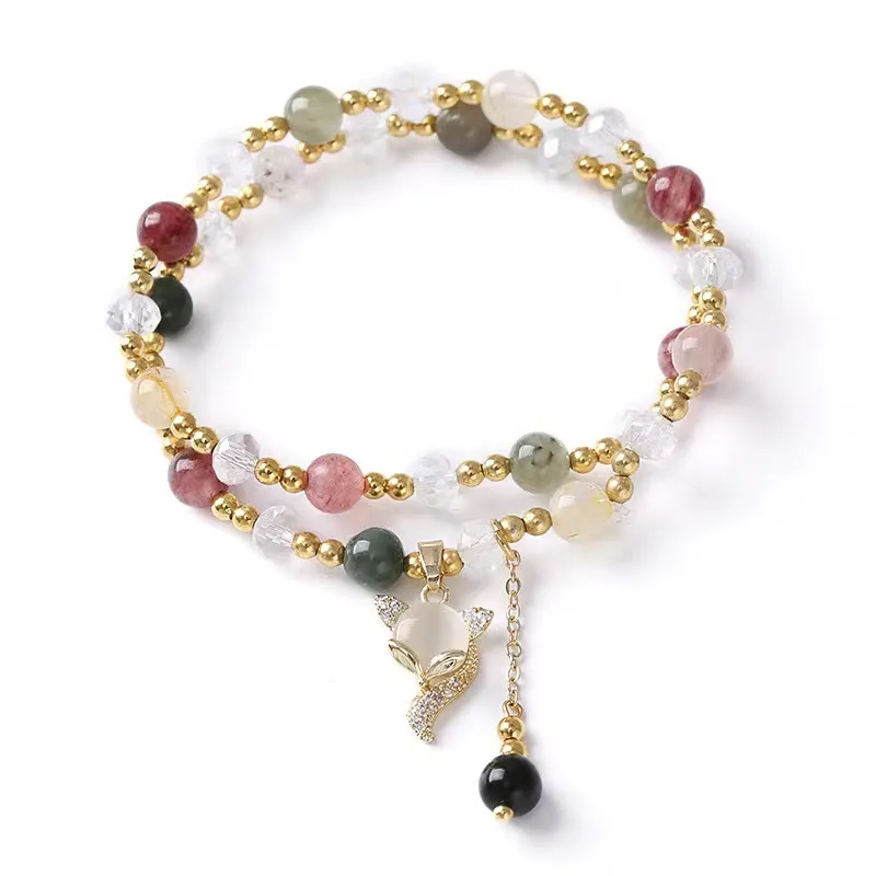 Buddha Multicolored Rutilated Quartz Fox Protection Bracelet - Image 5