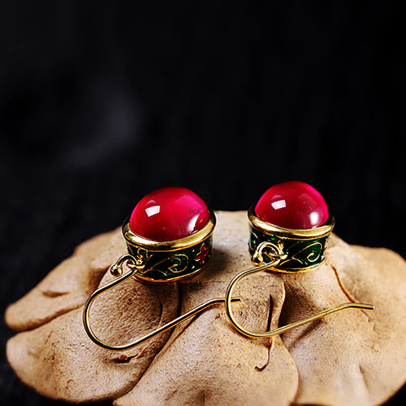 Luck Muse Red Corundum Round Drop Earrings for Confidence - Image 7