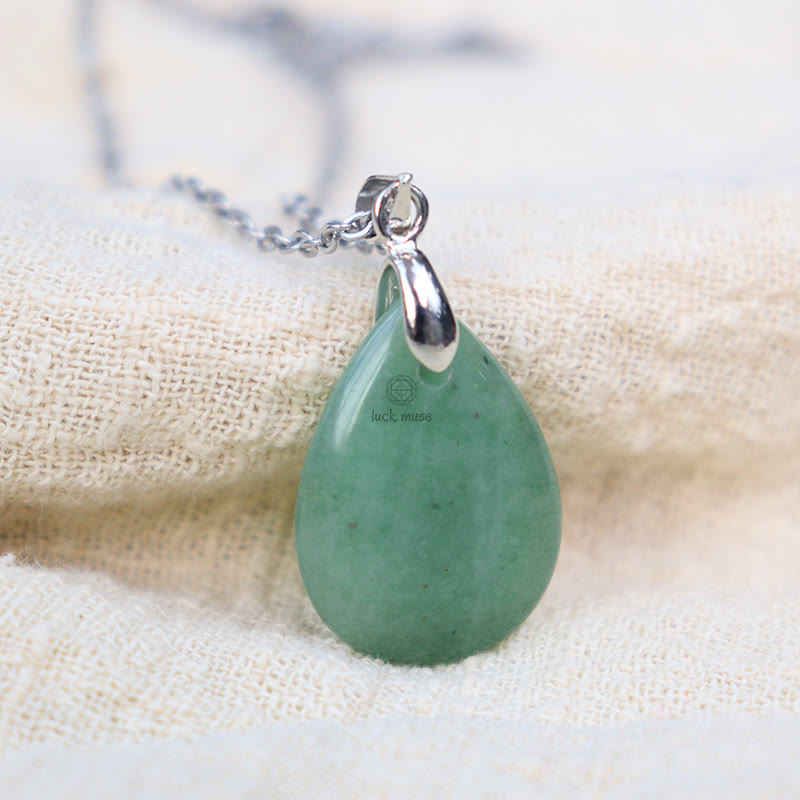 Luck Muse Natural Crystal Gemstone Water Drop Necklace Pendant - Image 13