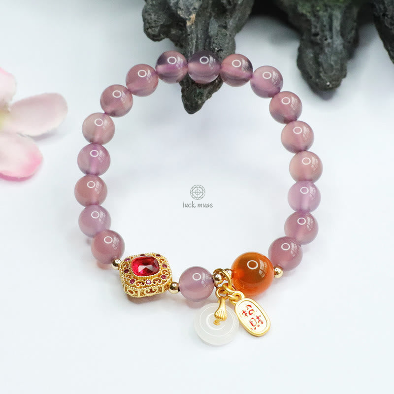 Natural Purple Chalcedony and Agate Harmony Charm Bracelet - Image 6