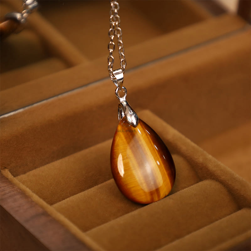 Luck Muse Natural Crystal Gemstone Water Drop Necklace Pendant - Image 22