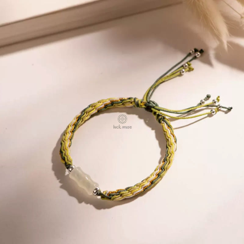 Bamboo Samsara Knot White Jade Bracelet for Wealth, Luck, and Strength - Image 10