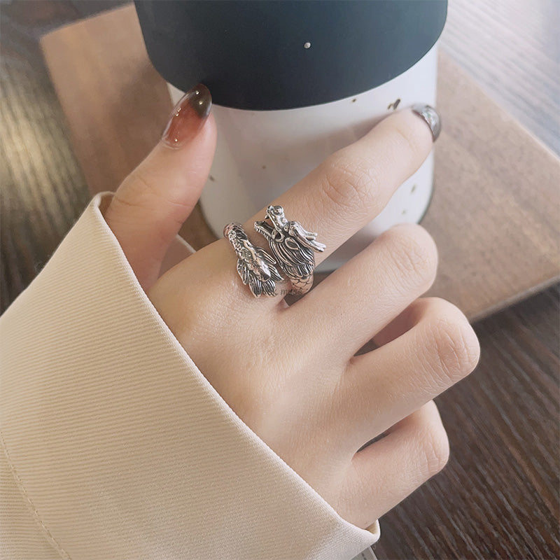 Luck Muse Year of the Dragon Sterling Silver Adjustable Ring for Luck and Strength - Image 8