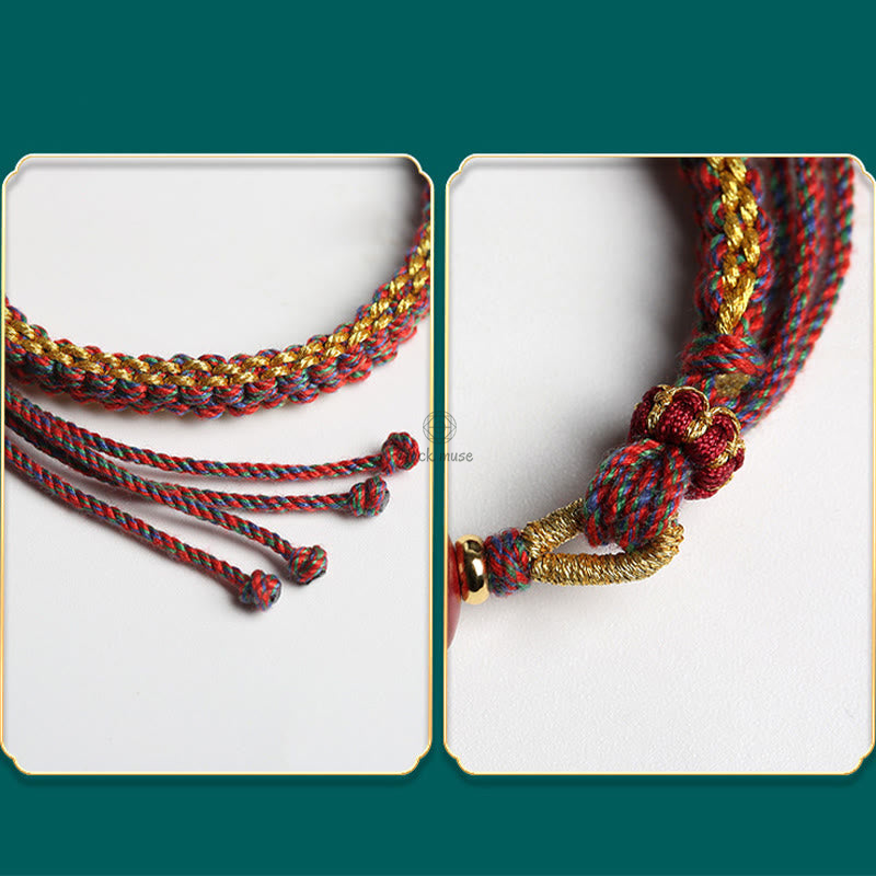 Blessed Braided Bracelet with Colorful Rope and Cinnabar Thangka Essence - Image 7