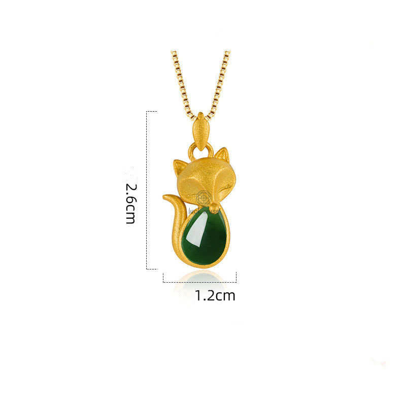 Luck Muse Green Chalcedony Fox Courage Necklace Pendant - Image 10