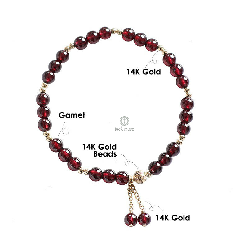 Luck Muse 14K Gold Garnet Calming Bracelet - Image 10