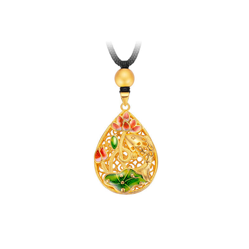 Luck Muse Koi Fish Lotus Copper Luck Necklace Pendant - Image 8
