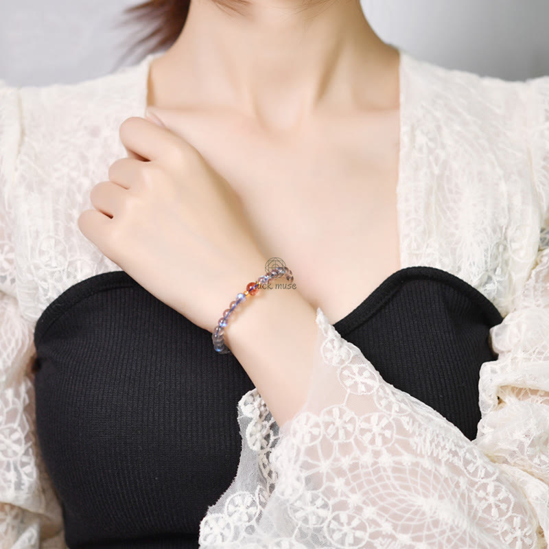 Moonstone Pink Crystal Cinnabar Buddha Bracelet - Image 11