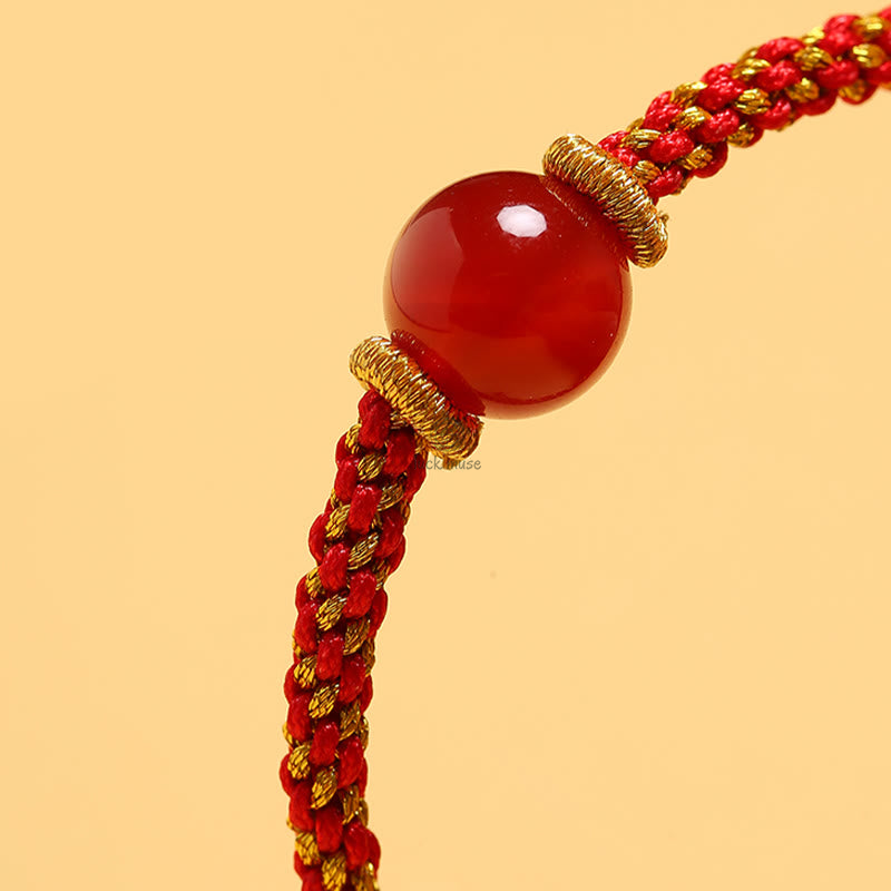 Handmade Natural Stone Bracelet with Red Agate, Amethyst, Rutilated Quartz, Pink Crystal Beads - Image 4