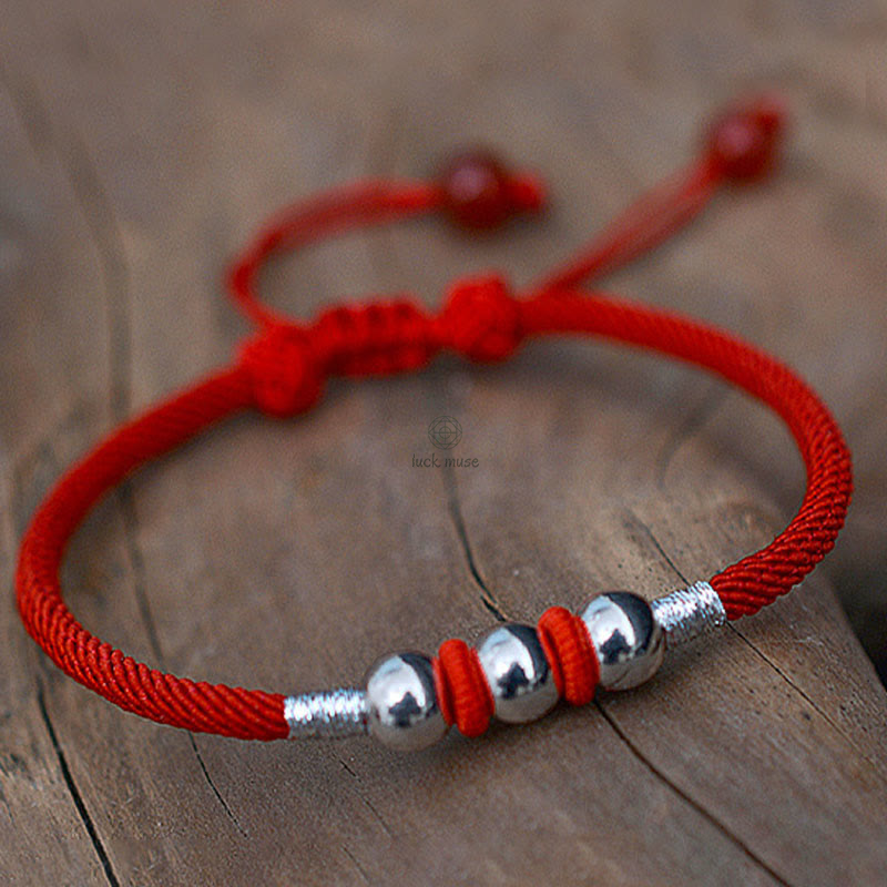 Luck Muse 925 Sterling Silver Lucky Bead Protective Red String Bracelet - Image 2