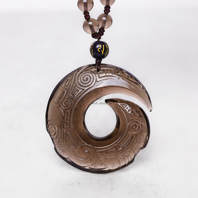 Luck Muse Black Obsidian Ice Obsidian Peace Buckle Strength Necklace Pendant - Image 7