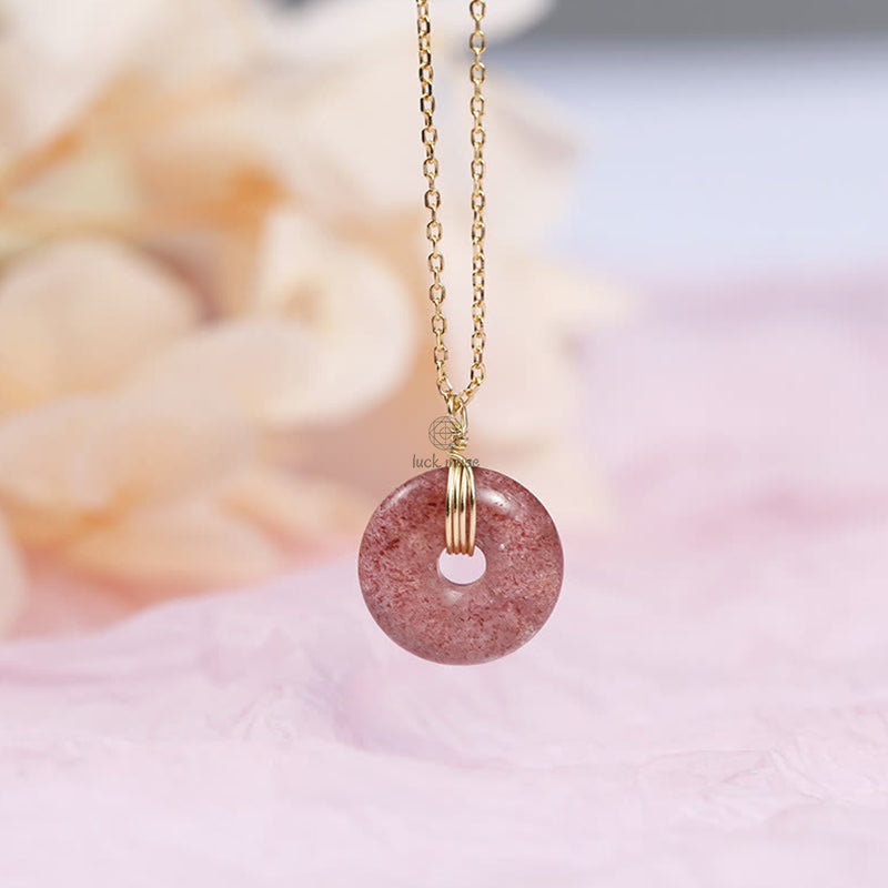 Luck Muse 925 Sterling Silver Strawberry Quartz Healing Necklace - Image 5