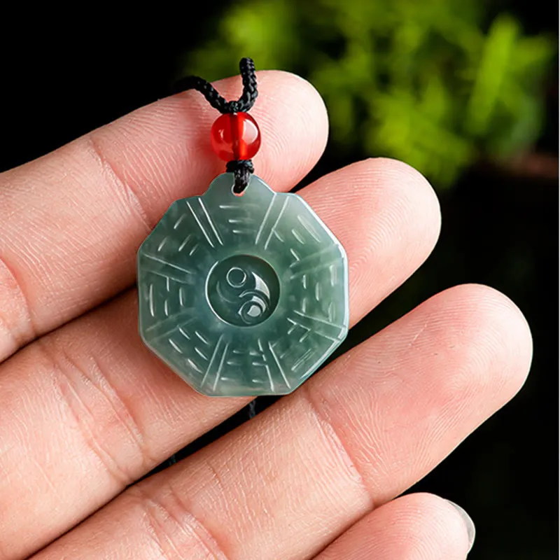 Luck Muse Natural Jade Feng Shui Bagua Yin Yang Necklace for Prosperity - Image 5