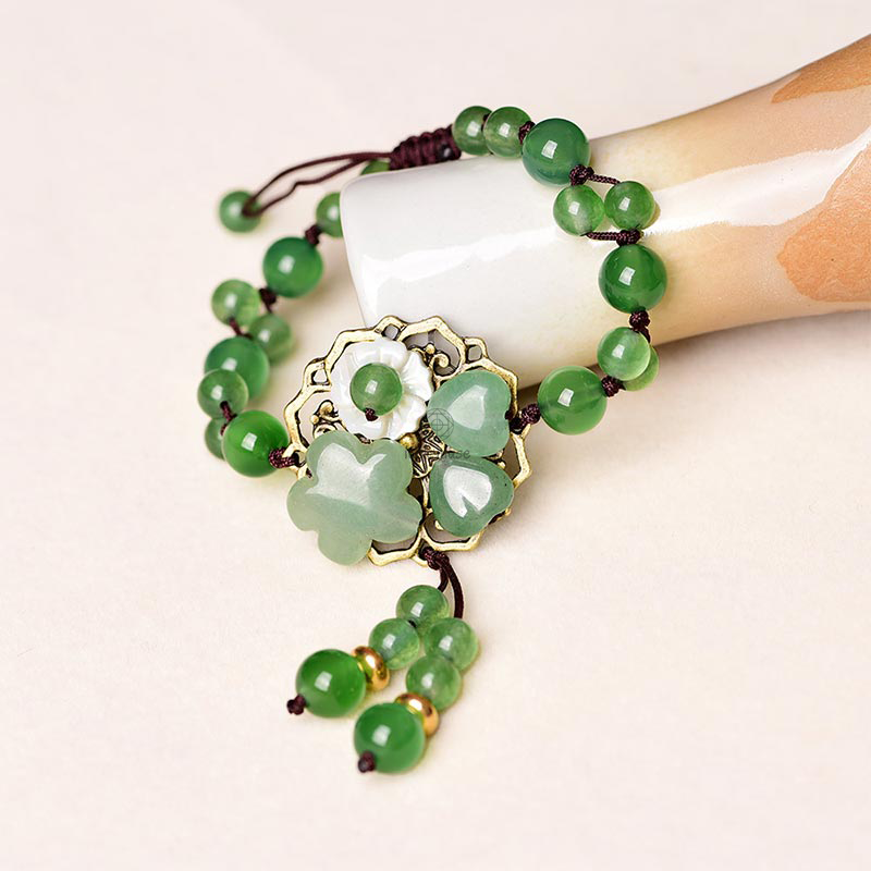Natural Green Jade Green Aventurine Luck Dangling Flower Bracelet - Image 12
