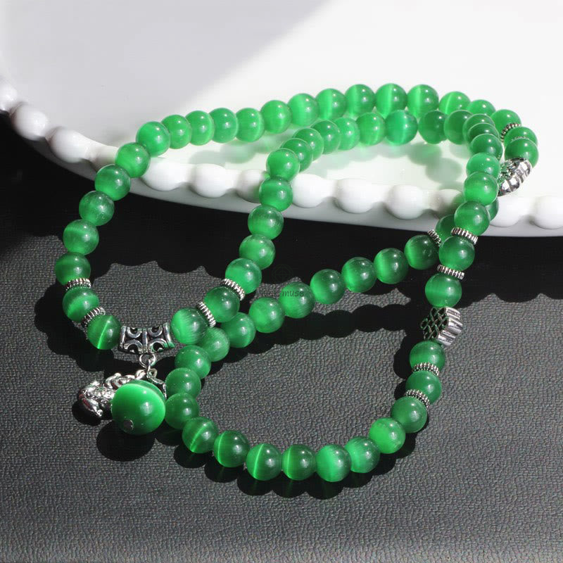 Luck Muse Cat's Eye Pixiu Triple Wrap Bracelet - Energizing Support - Image 10
