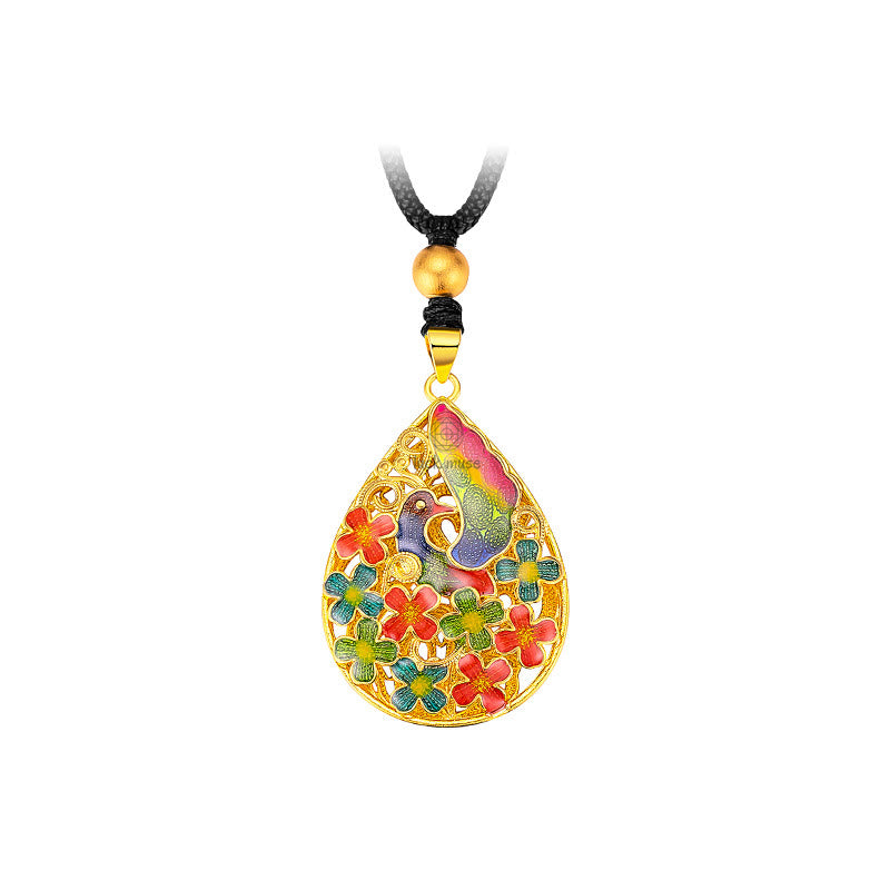 Colorful Phoenix Flower Luck Strength Necklace Pendant crafted with Luck Muse - Image 8