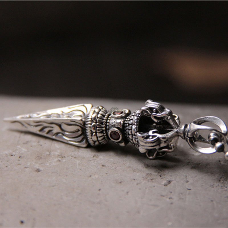 925 Sterling Silver Vajra Pendant Necklace with Spiritual Power - Luck Muse Shop - Image 6