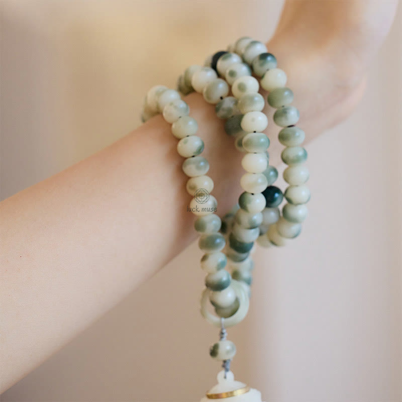 Bodhi Seed Lotus Engraved Wisdom 108 Mala Beads Bracelet with Luck Muse - Image 9