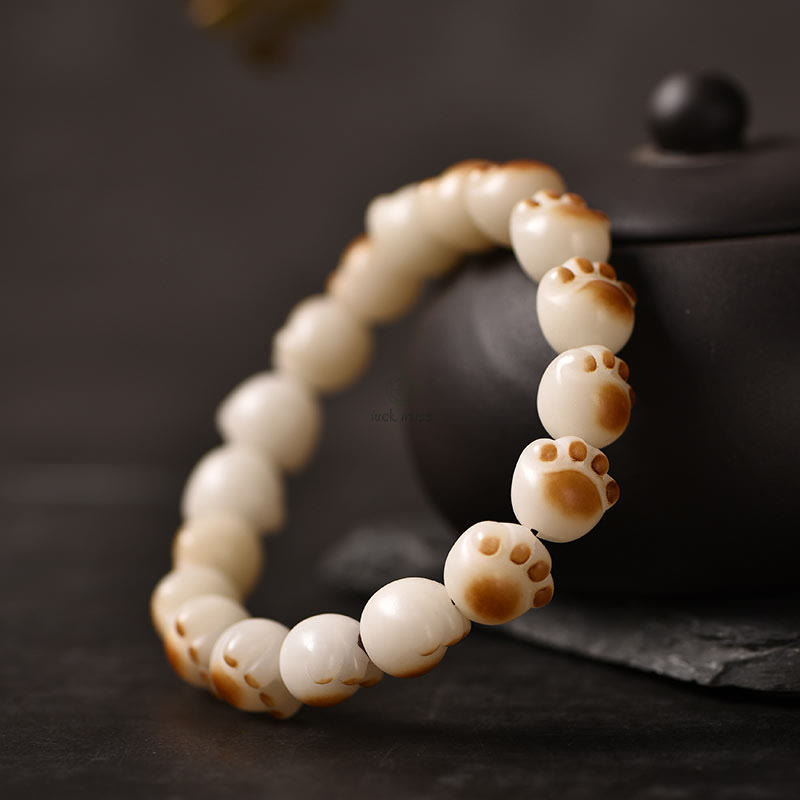 Cute Cat Paw Bodhi Seed Peace Bracelet with Luck Muse Accents - Image 7