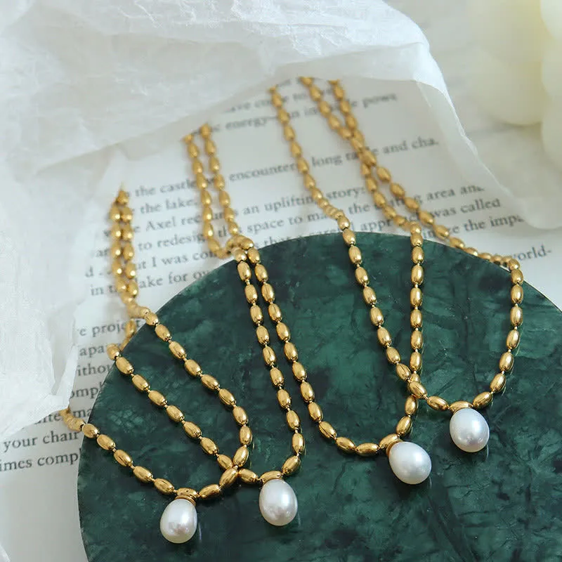 Pearl Bead Peace Necklace Pendant by Luck Muse Shop