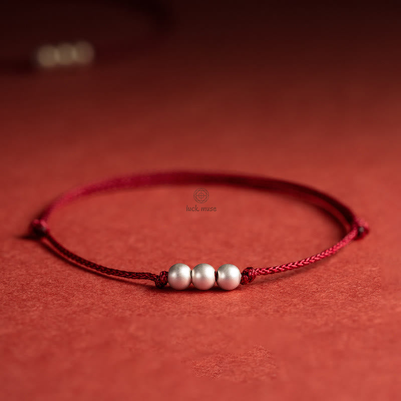 Luck Muse Three Copper Bead Protection String Bracelet Anklet